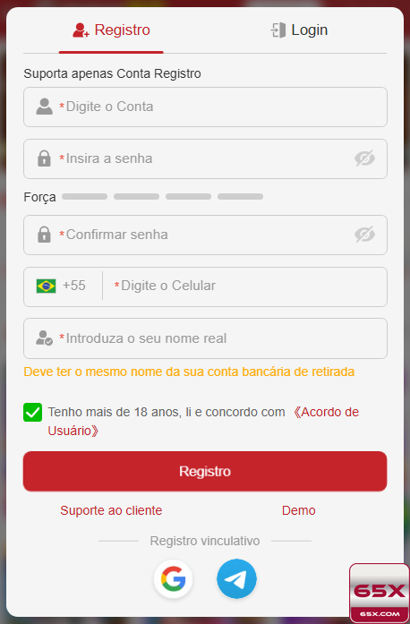 Experiência de Jogos 65x.com